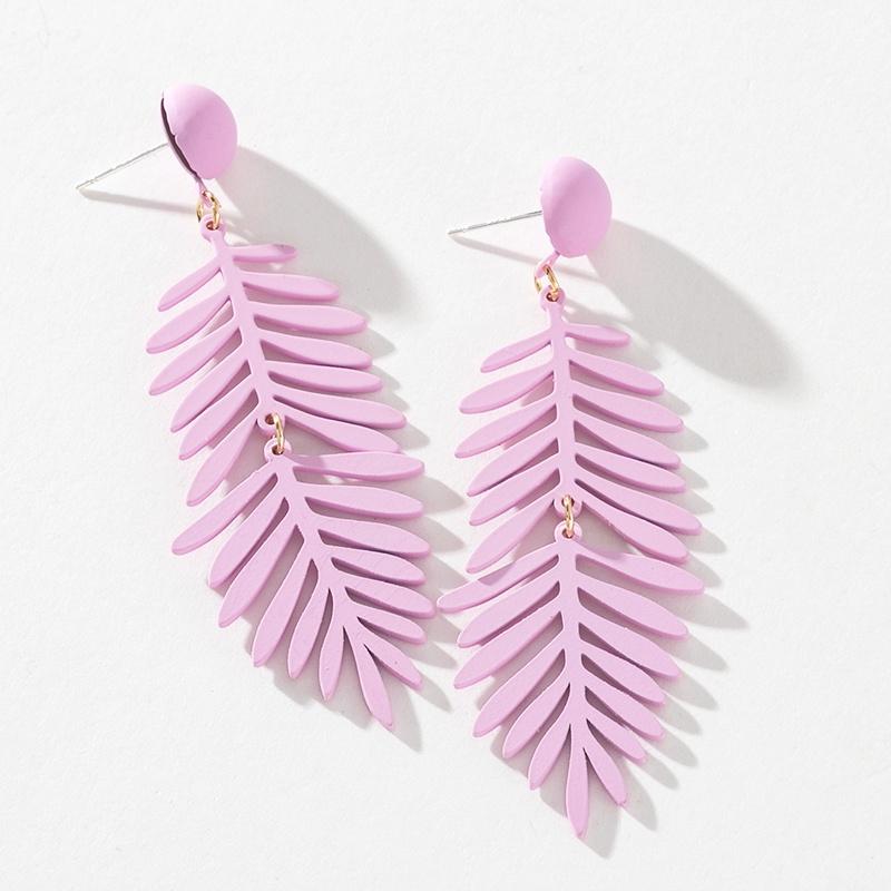 Pinkdudu Fashion Exaggeration Colorful Leaf Earrings Simple Candy-Colored Acrylic Stud Earrings for Women Jewelry Gifts PD901