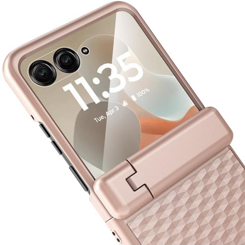 Hülle für Motorola Razr 70 Ultra / 60 Ultra, PC-Ständer-Hülle, mit Glas, Gold