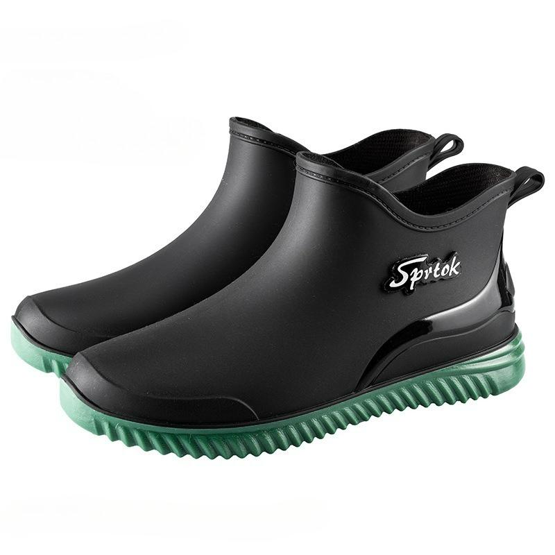 Fashion Men Rain Boots Waterproof Shoes Fashion Non-Slip Work Short Boots Outdoor Fishing Camping Rain Shoes Slip on Rubber Ankle Boots