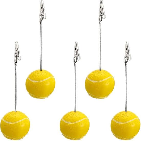 PATIKIL Place Card Holder, 5 Pack Memo Clip Holder Stand with Alligator Clasp Table Number Holders Tennis Shape for Pictures Note Card Paper 5