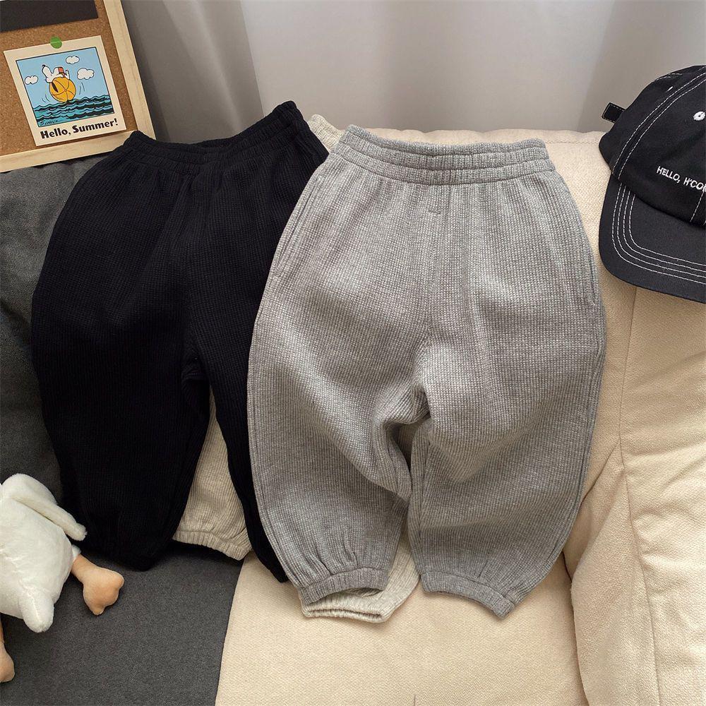 Frühlings- & Herbst Jungen Waffel-Karo Hose - Mit Bündchen, Lockere Hose für Kinder