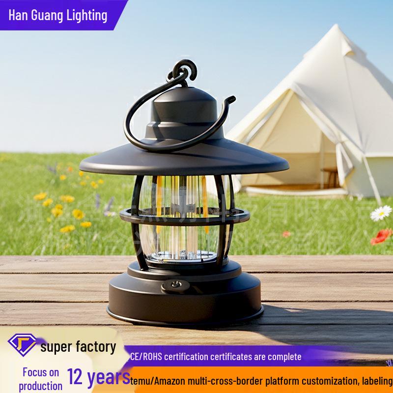 Retro Outdoor Camping Lantern - Emergency, Work, and Handheld Light for Hiking and Outdoor Use