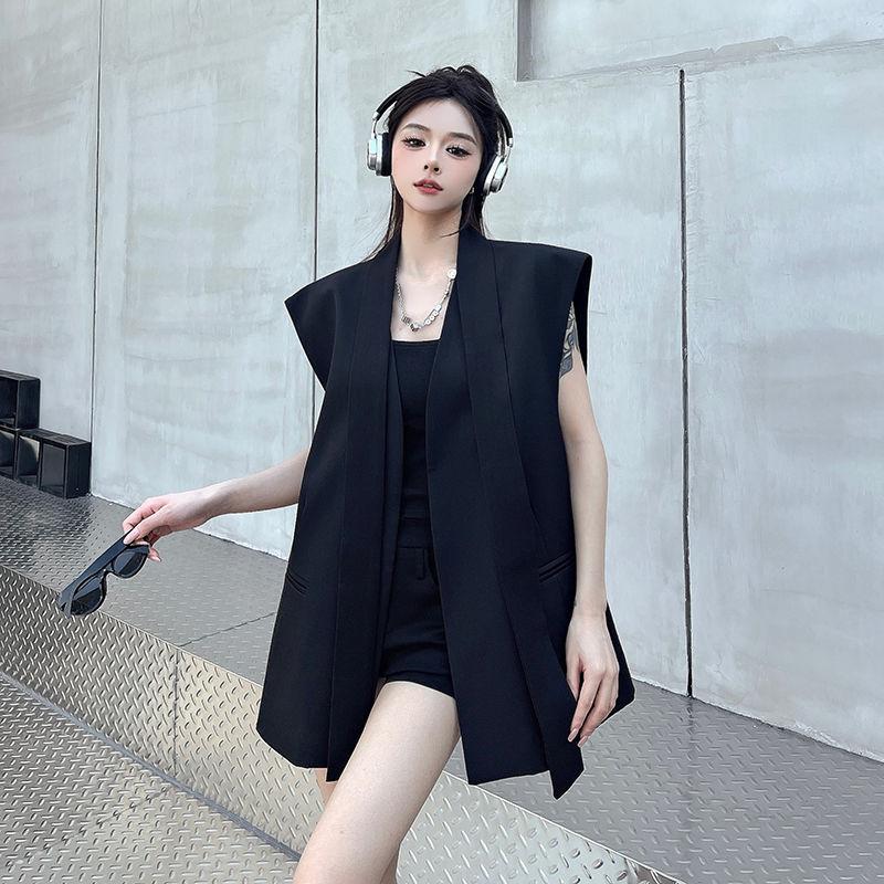 Simple Tailored Waistcoat Vest for Women Elegant Sleeveless Top Casual Lazy Style Fashion Versatile