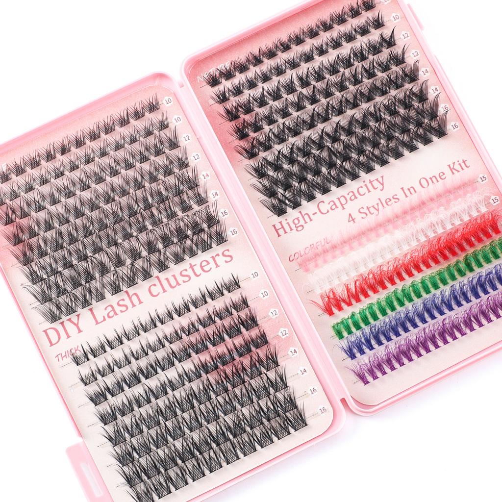 Hot Melt Single Cluster Diy Colored False Eyelashes Halloween 392 Tufts Eyelash Book Large Capacity Dd Curly Eyelashes