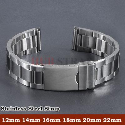Pulsera de Acero Inoxidable para Reloj 12 14 16 18 20 22 24 mm para Mujer Hombre Correa de Repuesto de Metal Accesorios Con Herramienta