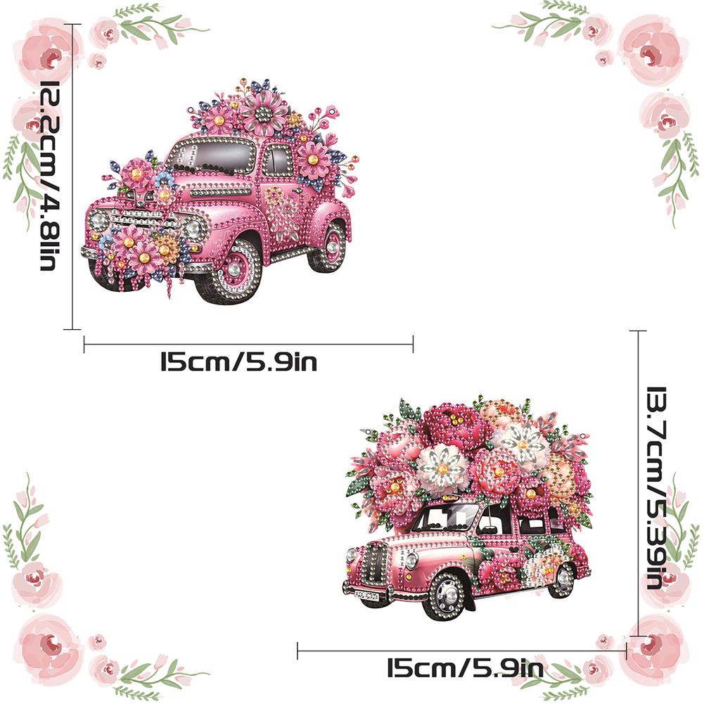 2pcs Flower Theme 2D/Flat DIY Special Shape Hanging Diamond Art Kits Diamond Painting Set Rhinestone Diamond Art Window Pendants