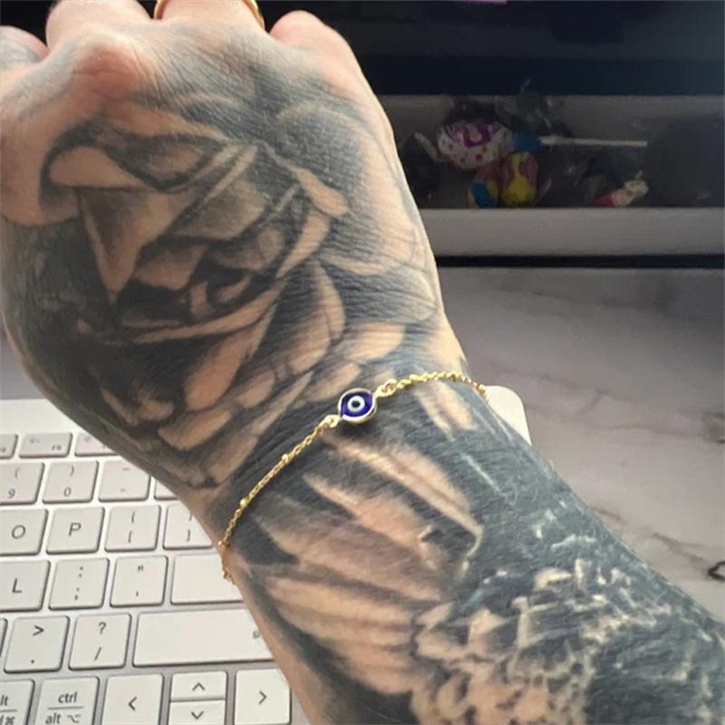 Simple Design Turkish Evil Eye Charm Bracelet for Women Boho Lucky Gold Color Copper Chain Adjustable Bracelet Summer Jewelry