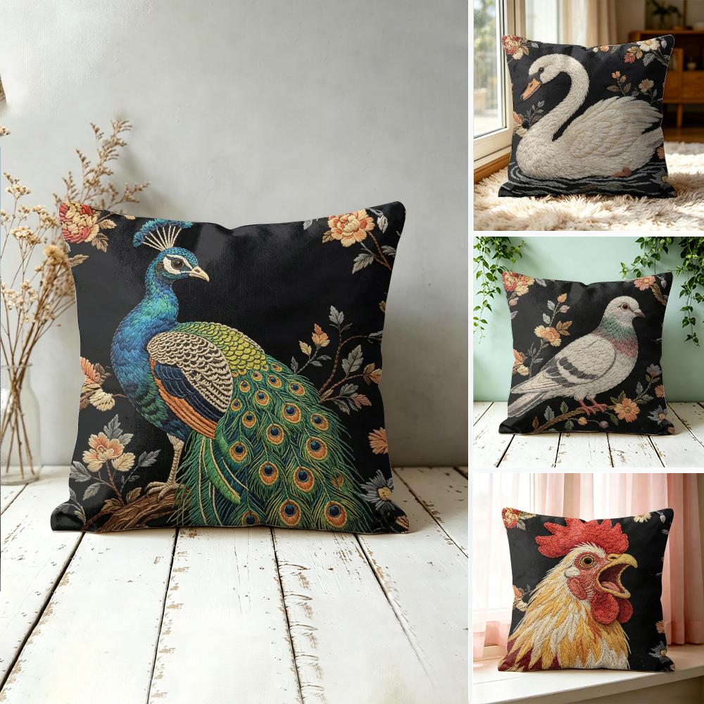 D Scream Animals Retro Cushion Cover Silky Short Plush Invisible Zipper Dustproof Sofa Pillow Case For Home Decor
