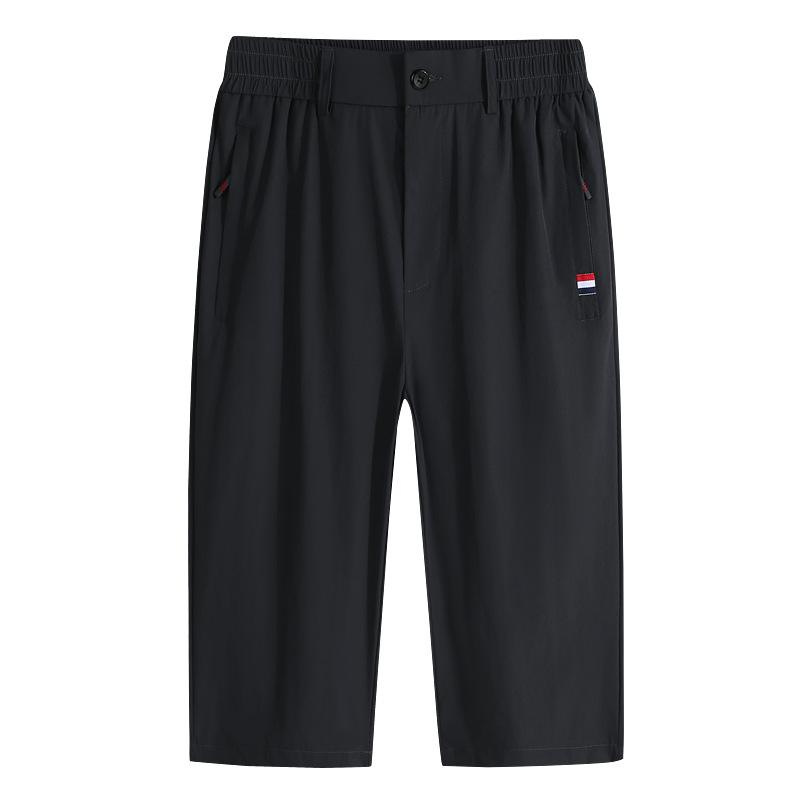 

Летние новые укороченные брюки мужские большого размера свободные шорты из ледяного шелка быстросохнущие спортивные пляжные брюки брюки средней длины дышащие брюки 8XL чёрный