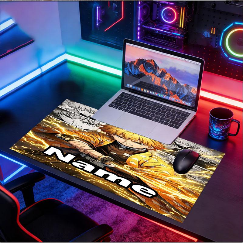 Custom Name Personalized Demon Slayer Pattern Mousepad, Laptop PC Desk Mat, Decorative Desk Mat for Home Keyboard Pad Gift