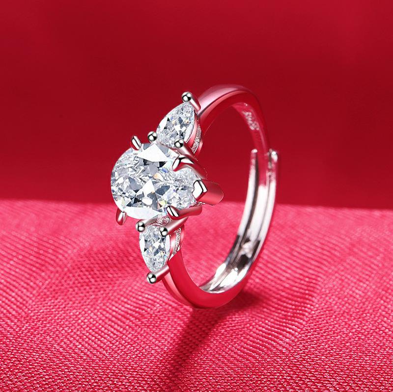 925 Sterling Silver Ring Hot AAA Zircon Adjustable Size Engagement Rings for Women Wedding Ring Party Fashion Nice Jewelry Gift