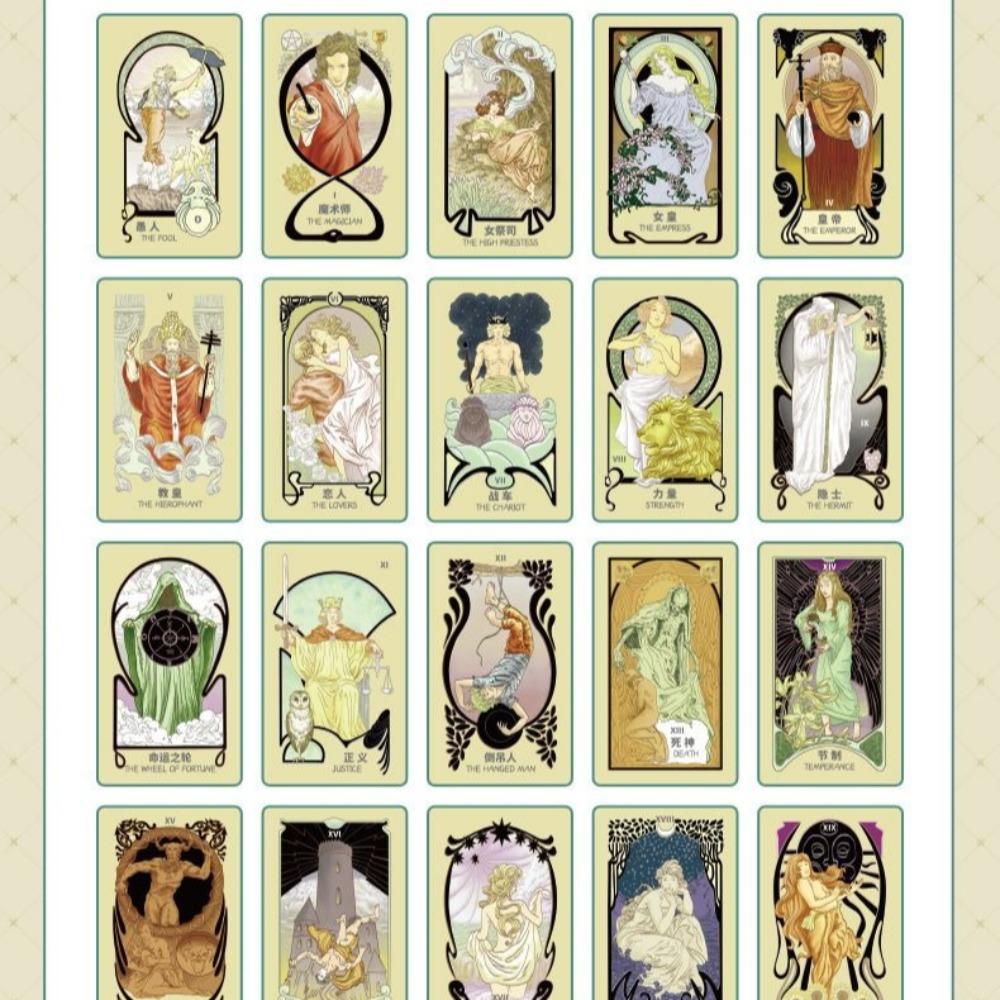 Celestial Journey Tarot : Elegant Art Nouveau Illustration Deck 10.3*6cm - 78-Card Divination Kit