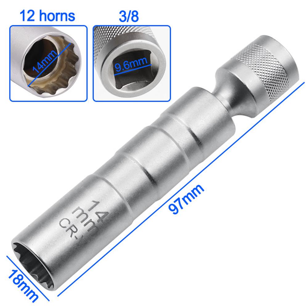 Socket Wrench Magnetic 12 Angle Repairing Removal Tool Thin Wall 3/8" Drive Sockets for 14/16mm Spark Plug
