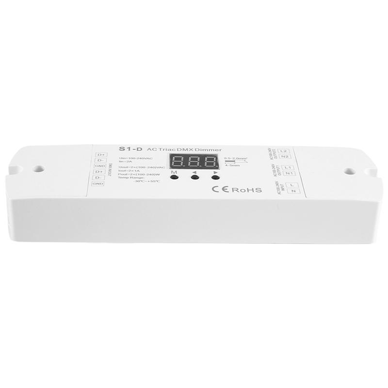 4X AC100V - 240V 288W 2CH Triac DMX LED Dimmer, Dual Channel Output Silicon DMX512 Led Controller Digital Display S1-D-B61B