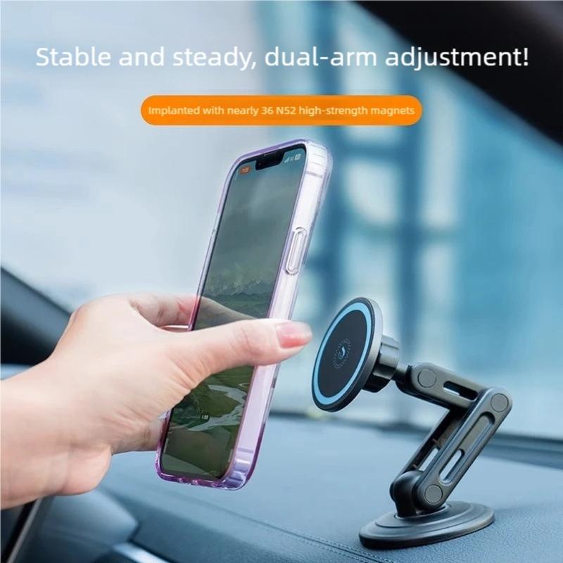 360 Adjustable Magnetic Car Phone Holder Not Shock Phone Mounts Suitable for 4 To 7 Inch Devices Dashboards Vent Mounts