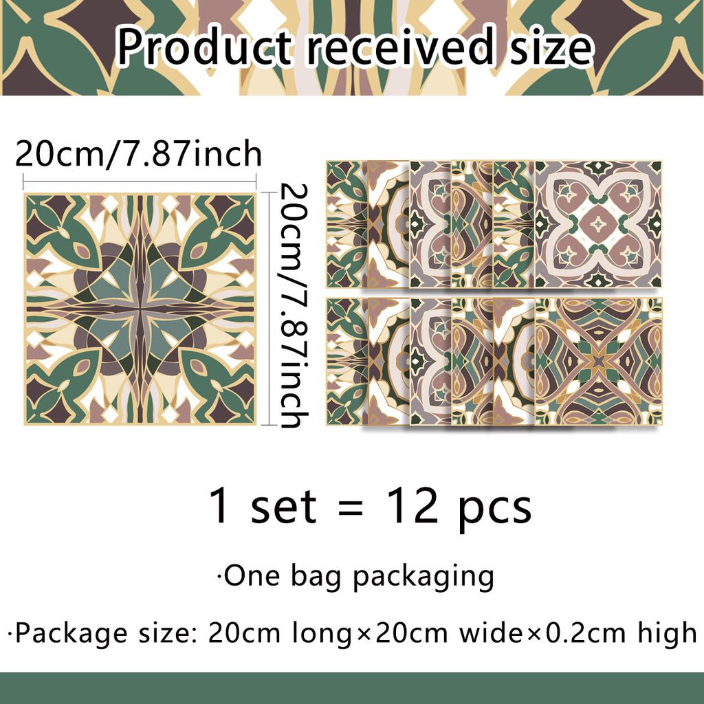 A Variety Of Retro Blue-Green Pattern Tile Wall Stickers Balcony Terrace Kitchen Background Beautification Decorative Wall Stickers