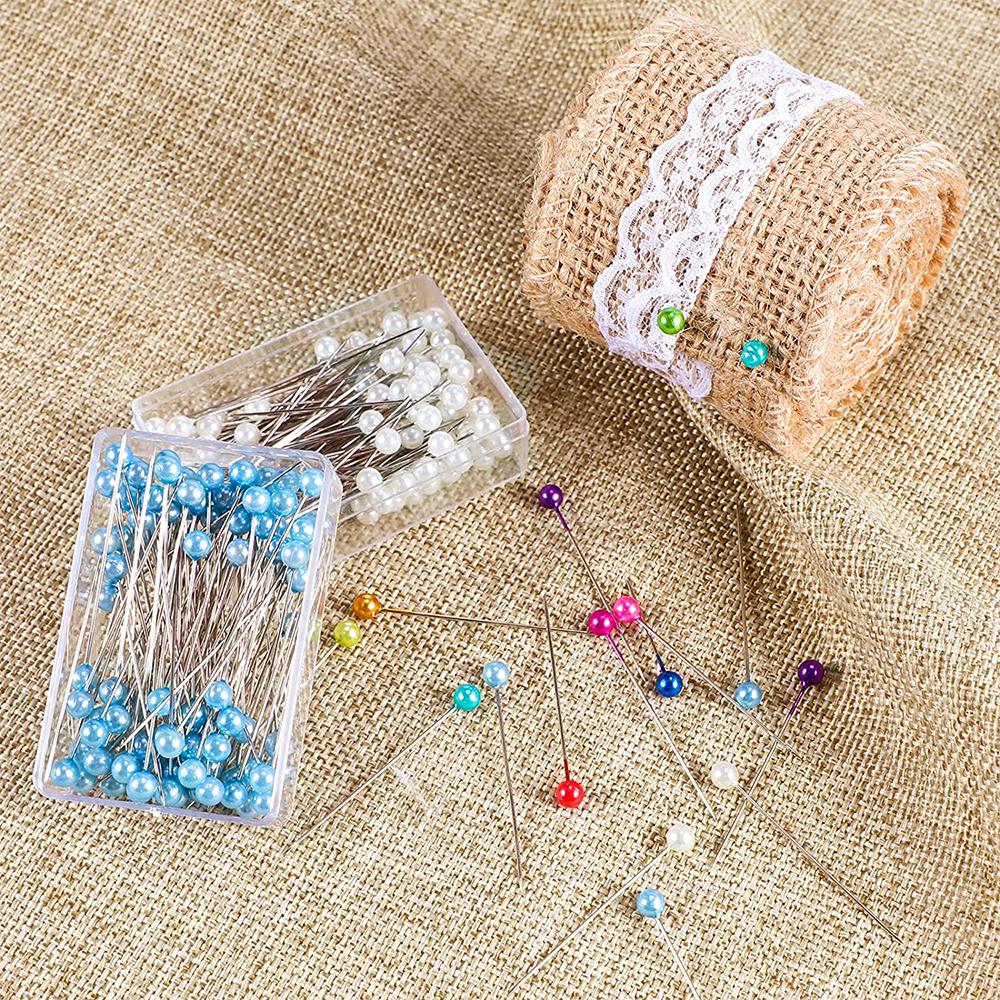 100 Stück/Karton 38 cm Bunte Runde Perlkopf-Nadeln Gerade Stich-Schiebe-Nähnadeln Für Schneiderarbeiten Positionierung DIY-Nähwerkzeuge