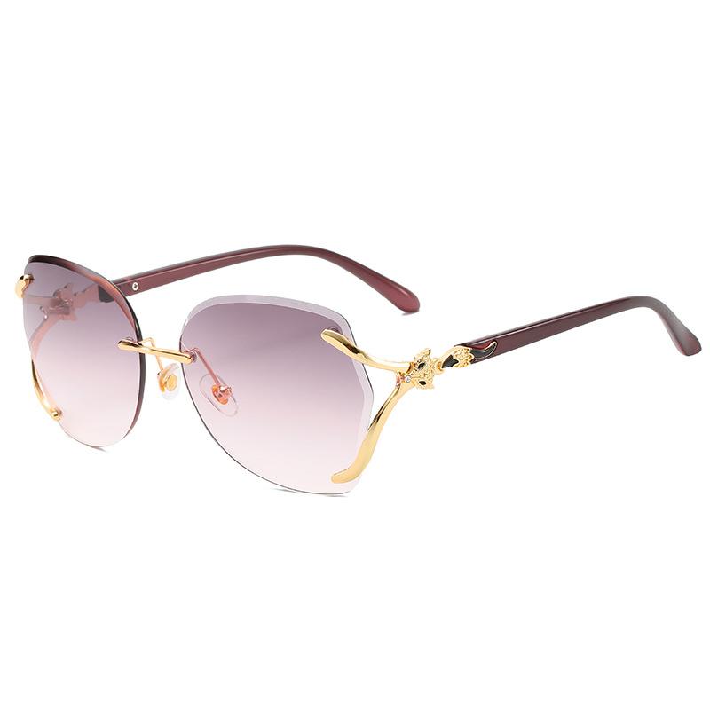 Fox Head Women'S Sunglasses Metal Frameless Trimmed Sunglasses Elegant Sunglasses