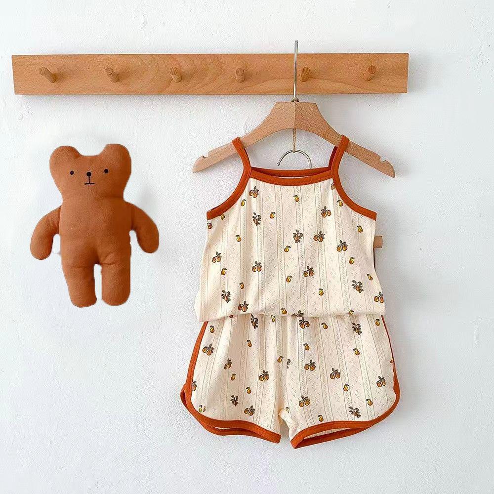 Summer Cotton Kids Camisole Set Boys Girls Thin Breathable Loungewear Infant Baby Pajamas 110cm