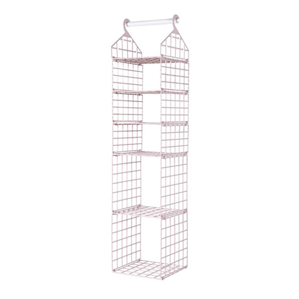 2/3/4/5 Tier Folding Closet Organization Shelves Multi-Purpose Checkered Clothes Rack For Home Bedroom