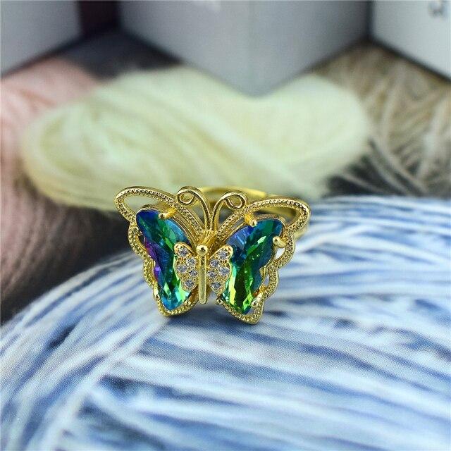 New Glass Color Opening Adjustable Ring Men 'S Jewelry Women 'S Gift Exquisite Jewelry Glittering Jewelry Electroplating Colo