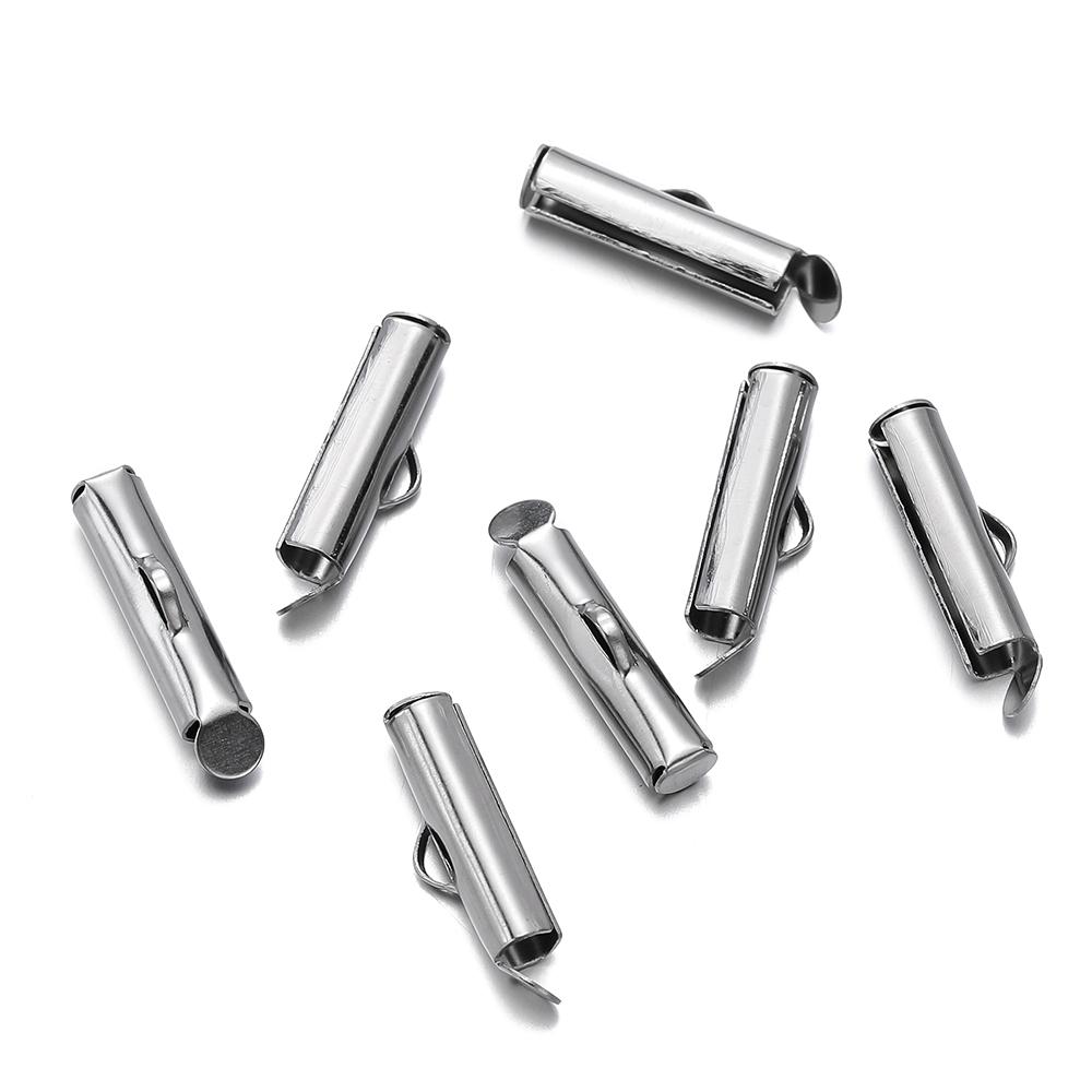 10pcs/lot Fastener Tube Crimp End Caps Slider Clasp Bracelet Buckles for DIY Connectors Loom Jewelry Making Findings Accessories