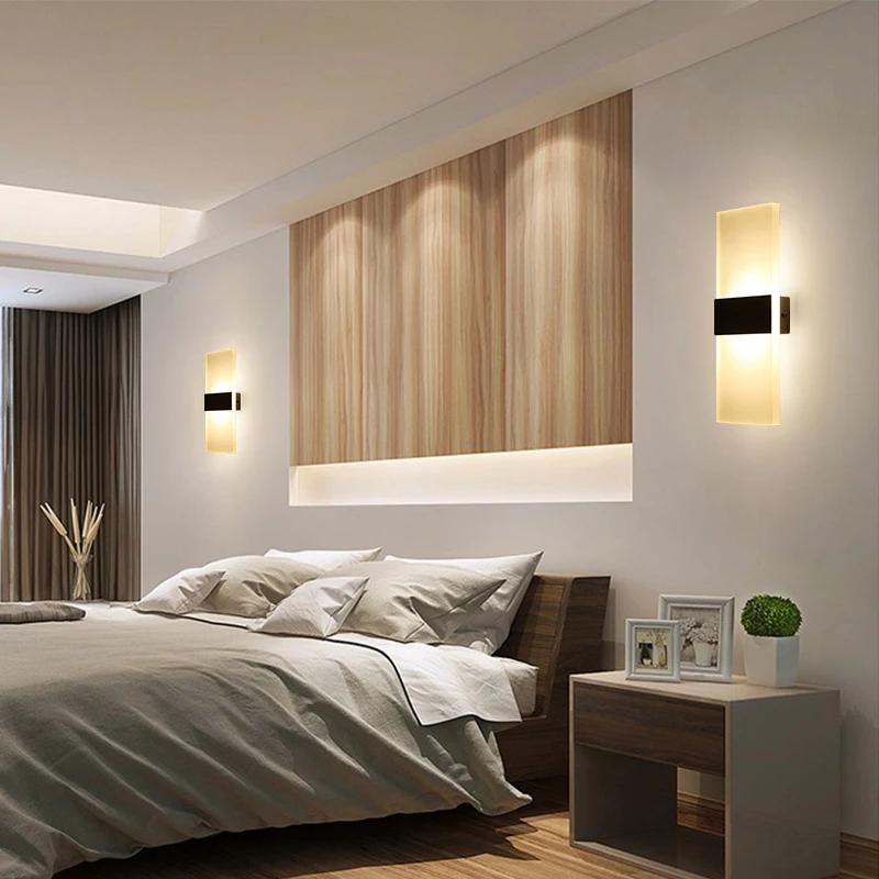 LED Acrylic Wall Light Modern Indoor Mount Sconce Lighting Fixture for Bedroom Bedside Corridor Stair Decoration 85-265V