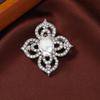 Vintage Rhinestone Floral Brooch - Elegant Hollow Design, Women's Suit Accessory Pin