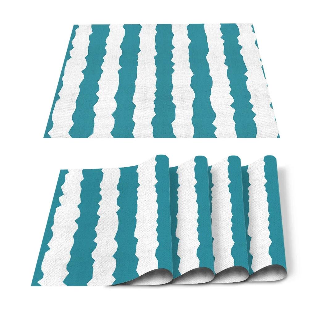 1PC Black White Stripes Pattern Table Mat Kitchen Decoration Placemat   For Wedding Dining Accessories