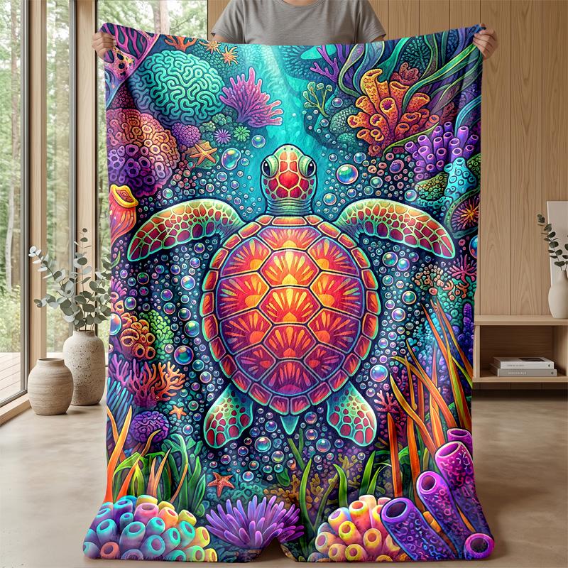 Underwater Sea Life Adventure 2 Theme blanket Lightweight Warm Flannel Blanket Decorative Throw Blanket for Home Decoration