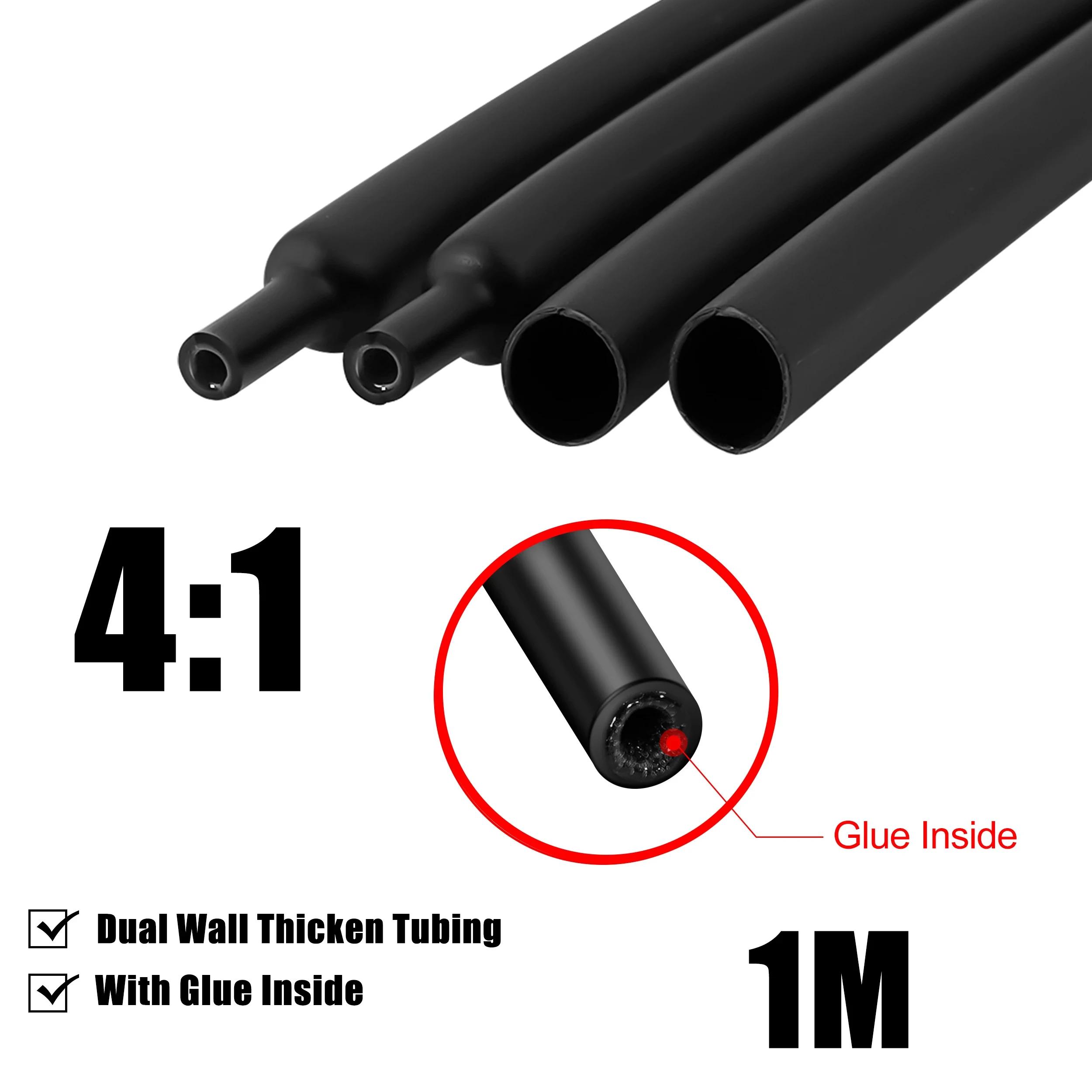

Thermoretractile Heat Shrink Tube with Glue Dual Wall 4/6/8/12/16/20mm Heat Shrinkable Tubing for Electrical Insulation 4mm чорний