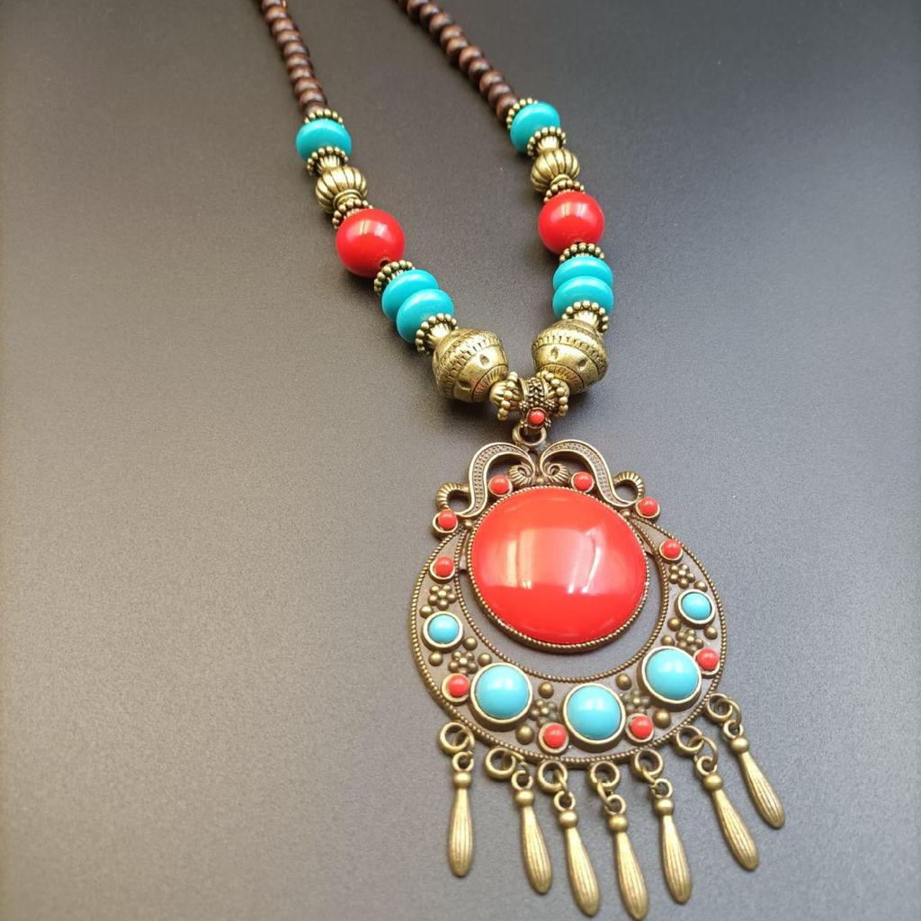 Bohemian Tibetan Ethnic Headwear Necklace: Women's Retro Forehead Ornament and Exotic Accessories.