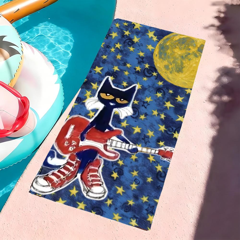 P-Pete The Cat-S Towel Microfiber Beach Towel, Quick-Dry, Sand-Free, Ultra-Fine Fiber, Super Soft.