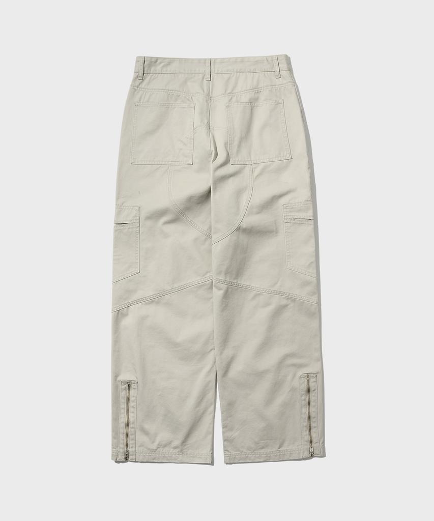 INTEMPOMOOD Panel Bio Washed Cargo Pants_Sand Grey