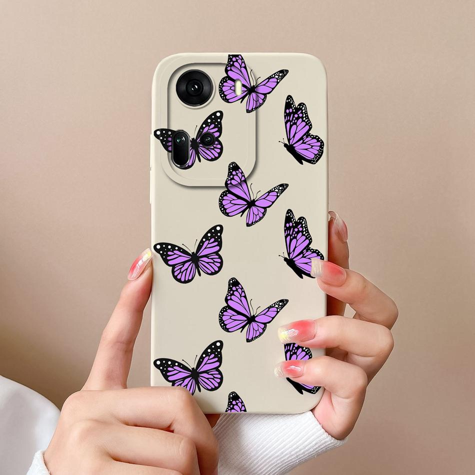 For OPPO Reno 11 Pro 5G Phone Case Butterfly Liquid Silicone Camera Protection Back Cover For OPPO Reno11 Pro Funda Coque Bumper