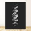 Poster Painting La Luna Pictures Home Wall Art Decor Moon Phases Canvas Print , Black and White