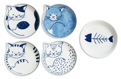 Ishimaru Aardewerk Hasami Aardewerk Neco Kat en Sakananohone Kat Patroon Kleine Serveerschaal Diameter 5 Servies Kat Diversen Vaatwasser Japans Gemaakt in