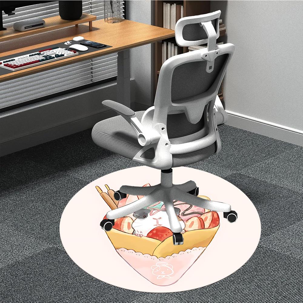 1pc Hamster Dessert Office Round Rug, Carpet for Office, Gaming, Lightweight Round Floor Mat yy260205093