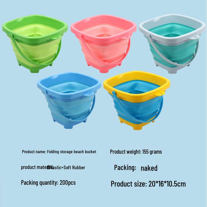 Foldable Multi-functional Sand & Water Bucket: Children's Outdoor Beach and Fishing Toy with Portable Storage