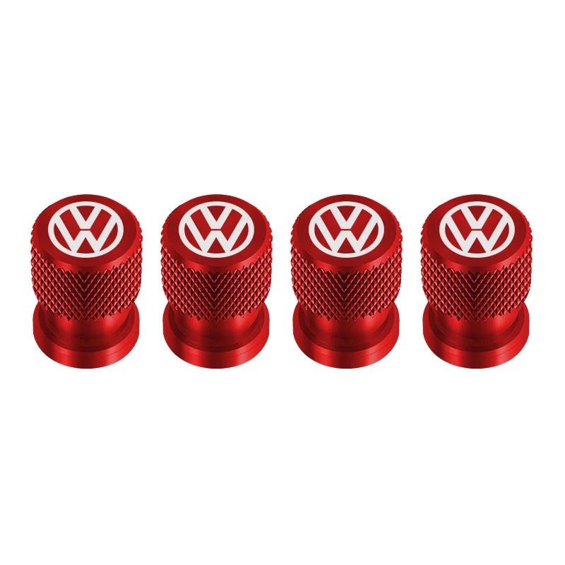 For VOLKSWAGEN VW 4Pcs Car Tire Valve Covers Aluminum Wheel Stem Air Valve Caps For Volkswagen GOLF MK6 Polo Tiguan VW GTI CADDY