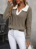 European American Fashion Casual V-Neck Women's Cable Knit Sweater