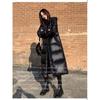 Women's Black Shiny Long Down Cotton Coat, Korean Style Thermal Insulated Slim Fit Winter Jacket, Instagram Trendy Plus Size Parka for Cold Weather