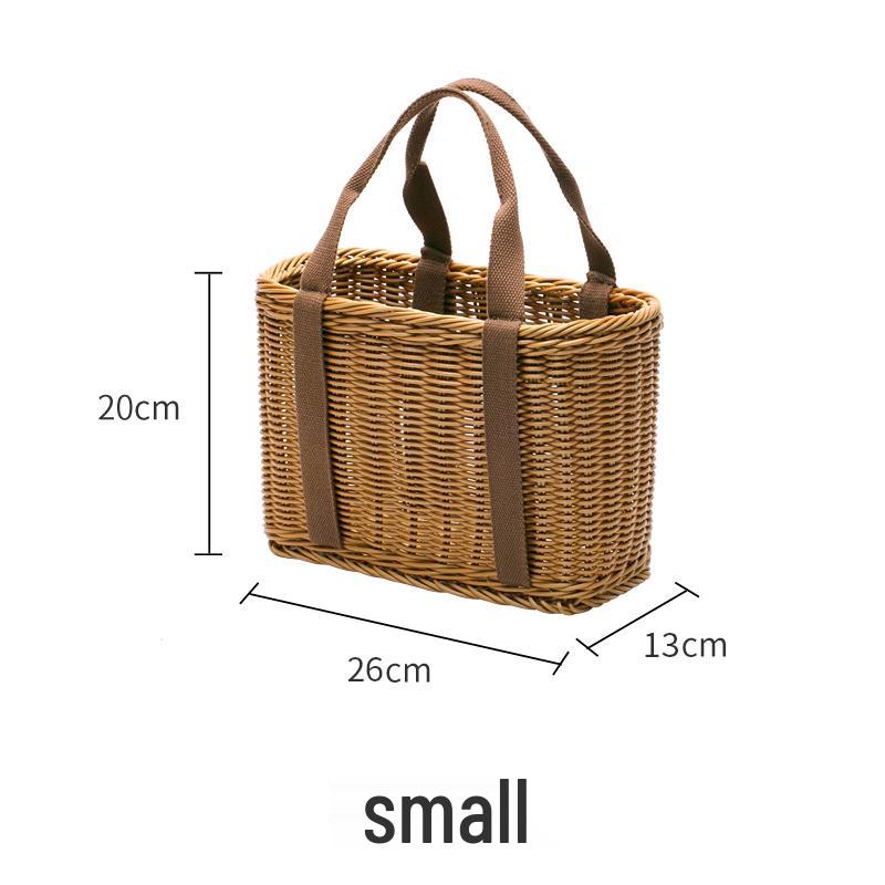 Handheld Woven Rattan Basket for Shopping, Storage, and Picnics