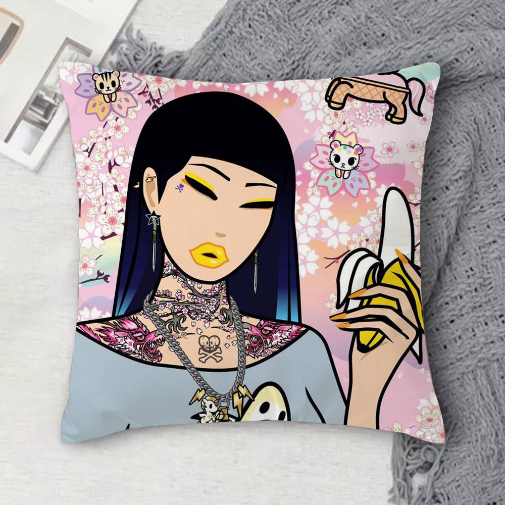 Fashion T-Tokidokis Double-Sided Printed Square Decorative Cushion Cover For Sofa Living Room Home Decor