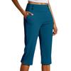 Women High Waist Capri Pants with Pockets Split Hem Casual Sport Fitness Yoga Cropped Pants for Activewear