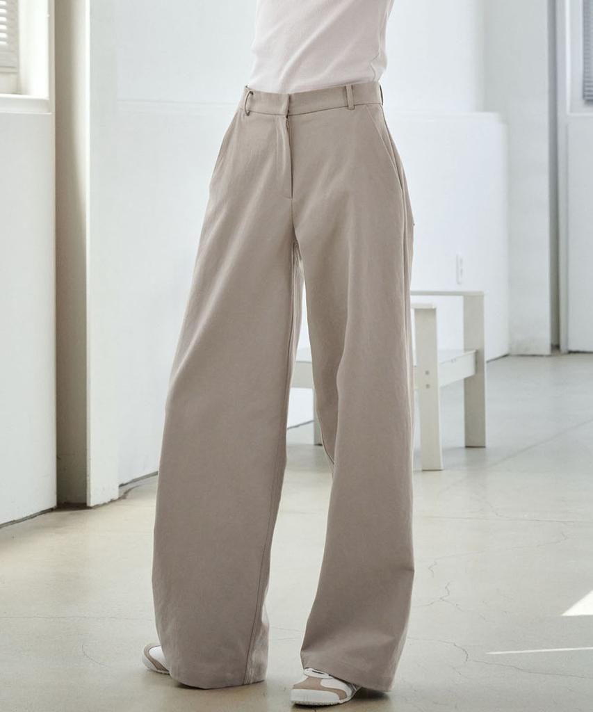 MALOUPE 2171 Stretch Lightweight Wide Pants (Beige)
