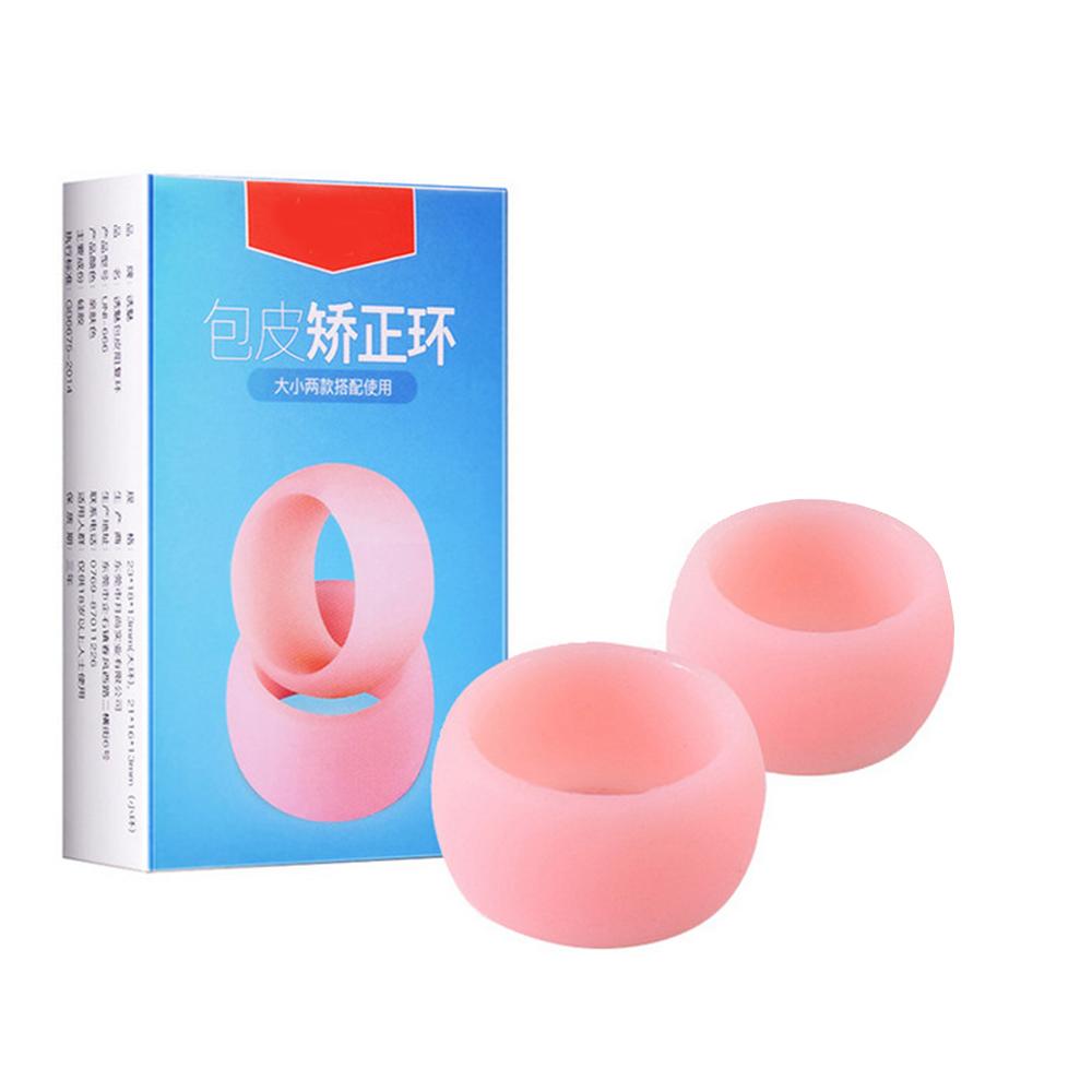2 Pcs Soft Silicone Penis Ring Male Cock Ring Sex Lock Loop Phimosis Correction Device Men Foreskin Corrector Delay