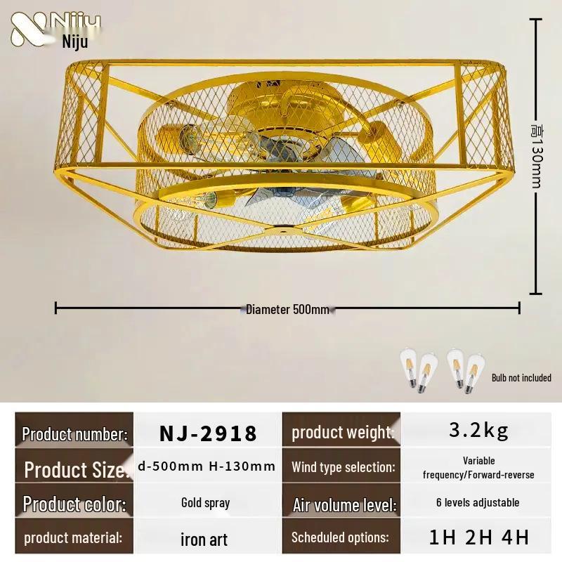 

Retro Flush Mount Ceiling Fan Light with Remote - Antique Nostalgic Design for Home and Restaurant.