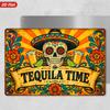 2D Flat, 1pc Tequila Time Skull Metal Sign Wall Art, Home Decor, Mexican Sugar Skull, Perfect for Studio Living Room, Sombrero, Tequila Shots, Lime Sl