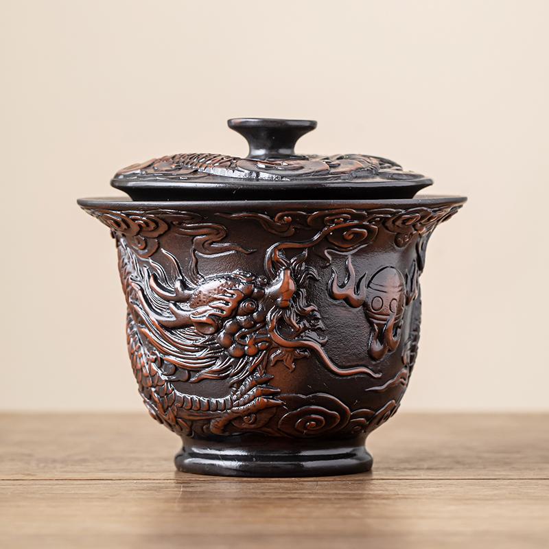 Jianshui Clay Purple Pottery Gaiwan Ceramic Handmade Household Kung Fu Tea Set Tea Bowl Tea Cup Tea Maker Tea Ceremony